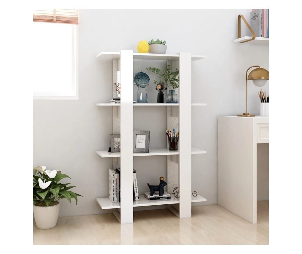 magasfényű fehér könyvszekrény/térelválasztó 80 x 30 x 123,5 cm - 6
