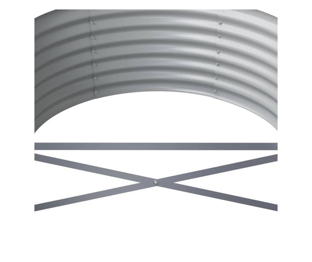 Градинска саксия сива 620x80x36 см прахово боядисана стомана - 5