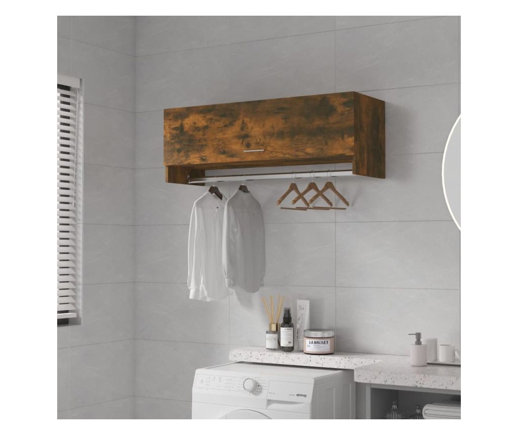 Гардероб, опушен дъб, 100x32,5x35 см, инженерно дърво - 4