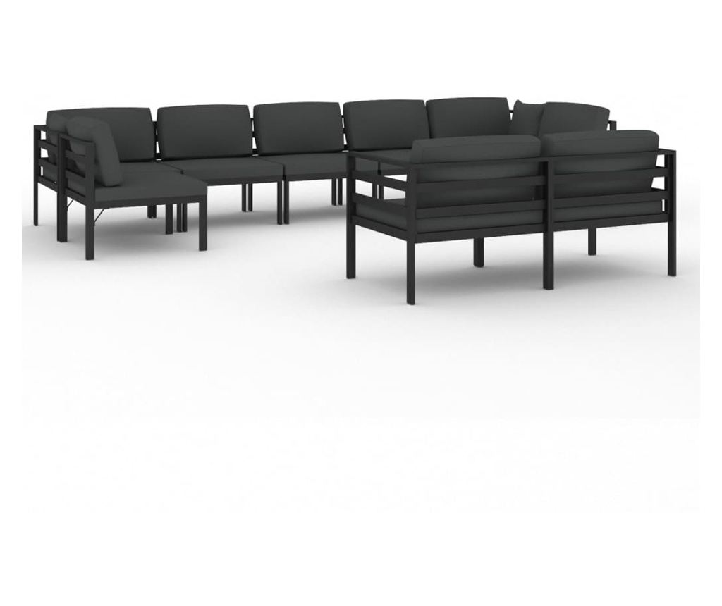 Garden Furniture Set with Cushions, 9 Pieces, Anthracite, Aluminum - 2