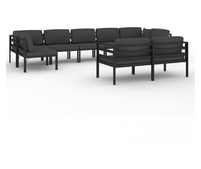 Градински комплект с възглавници, 9 части, антрацит, алуминий