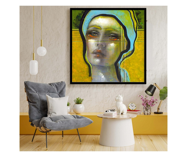 Tablou canvas, modern, abstract, portretmulticolor, pentru living,  60x60 cm