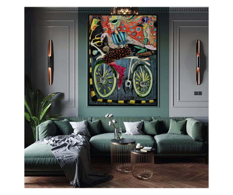 Tablou canvas, modern, plimbare pe bicicleta, multicolor, pentru dormitor