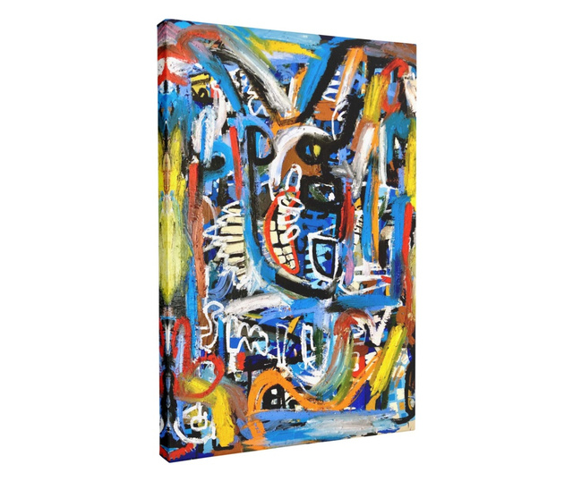 Tablou canvas, graffiti, abstract, multicolor, pentru sufragerie,  70x70 cm
