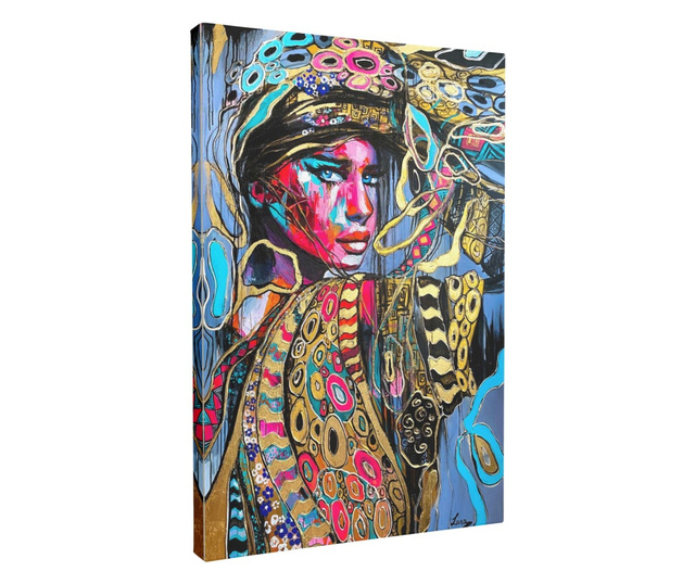 Tablou canvas, abstract, portret femeie senzuala, multicolor, pentru dormitor, living, hol  70x70 cm