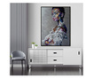 Tablou canvas, abstract, portret fata africana, gri, pentru dormitor, living, hol  70x70 cm
