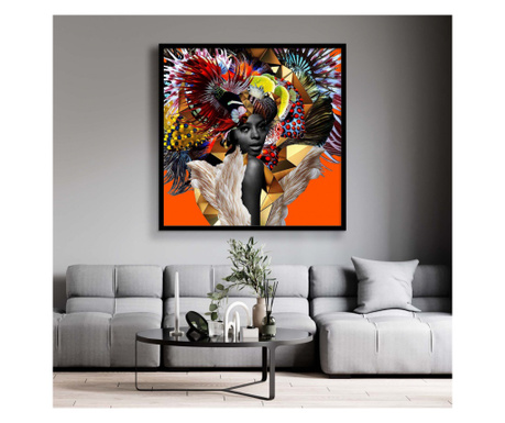 Tablou canvas, modern, portret fata, deosedit, multicolor pentru living  60x60 cm