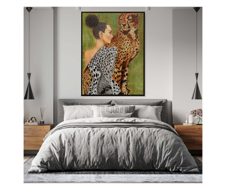 Tablou canvas, modern, portret femeie leopard, model deosebit, pentru dormitor  70x70 cm