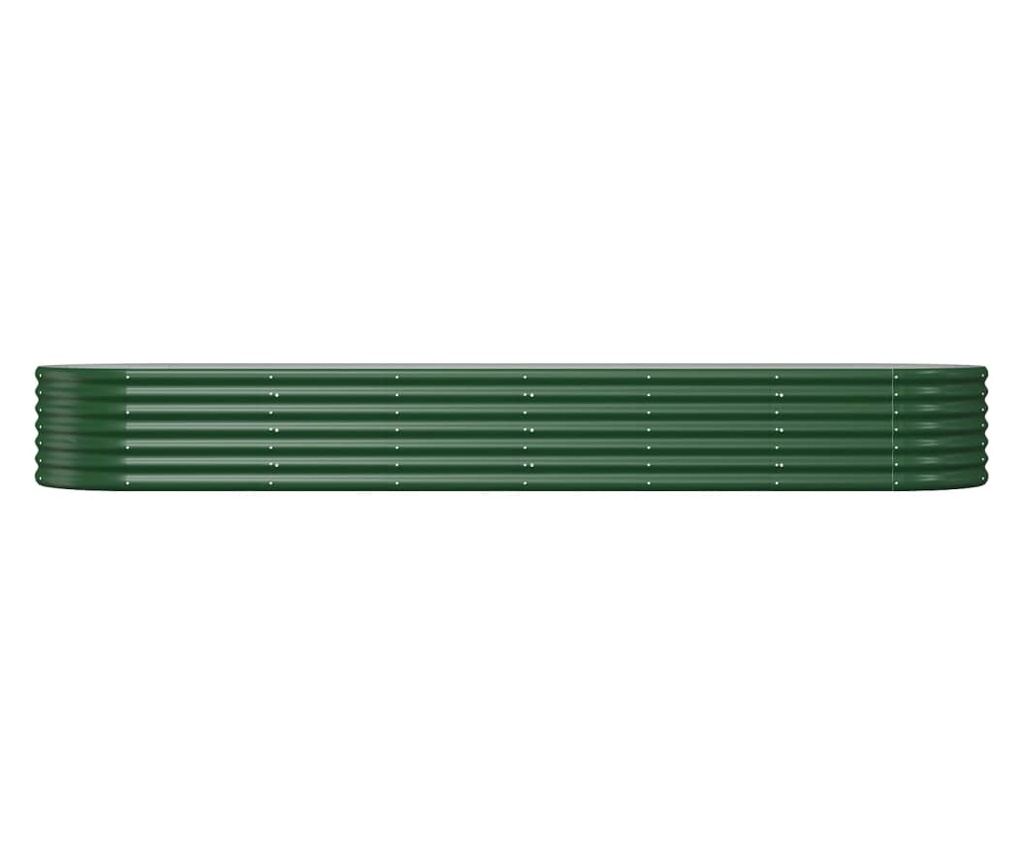 Градинска саксия зелена 296x80x36 см прахово боядисана стомана - 3