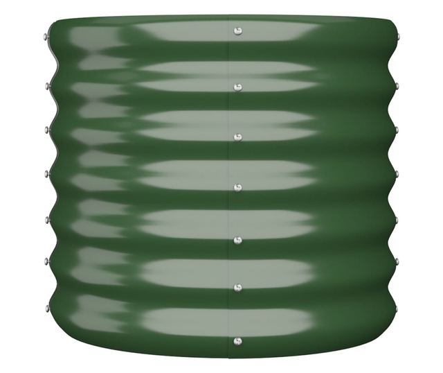 Зелена градинска саксия 40x40x36 см с прахово покритие от стомана