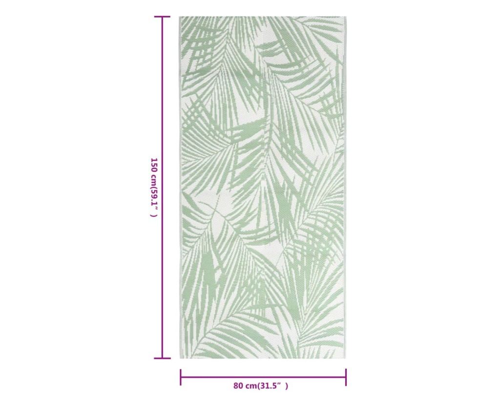 Външен килим, зелен, 80x150 см, PP - 3