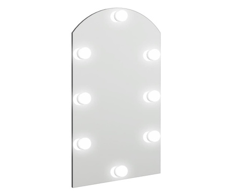 Огледало с LED лампи, 70x40 см, стъкло, арка