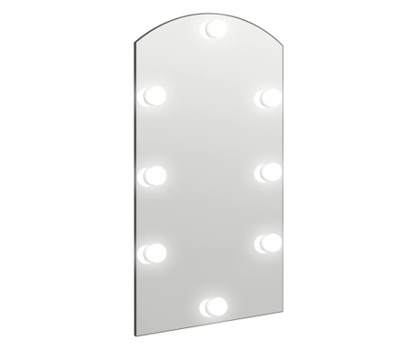 Огледало с LED лампи, 90x45 см, стъкло, арка