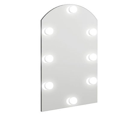Огледало с LED лампи, 60x40 см, стъкло, арка