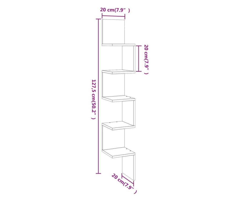Sonoma szürke sarokpolc 20x20x127,5 cm kompozit fa - 8