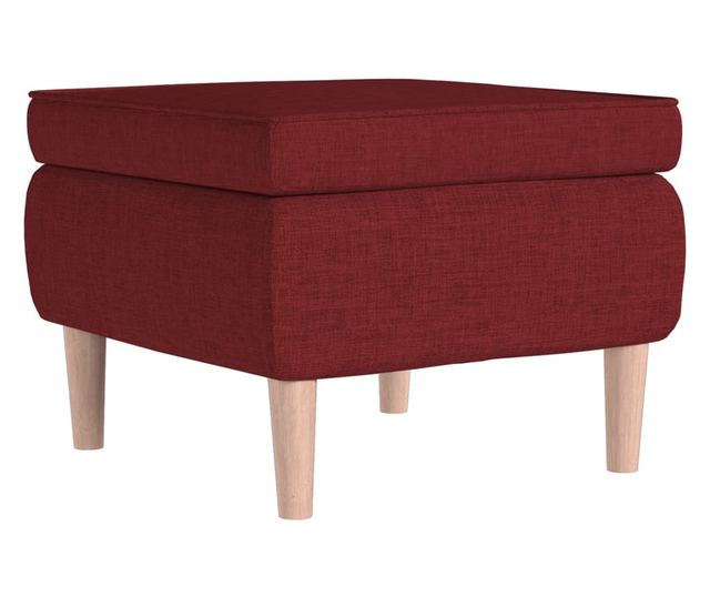 Табуретка с дървени крака, виненочервена, текстил