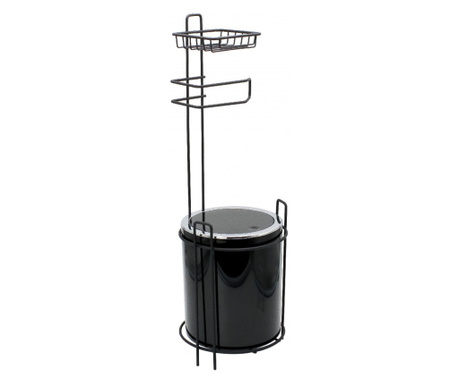 Стойка за тоалетна с кош Metalife AS-755S, 5 литра, 63х21 см., Черен