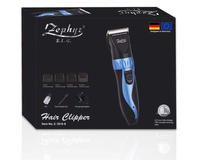 Зареждаща се машинка за подстригване ZEPHYR ZP 1810 B, Аксесоари, Черен/син - Код G8438