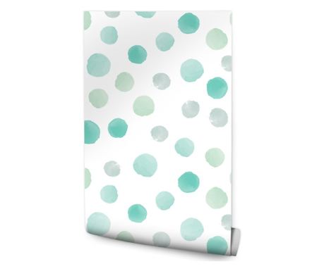 Green Polka Dot Watercolor Wallpaper for Living Room Decoration 53 cm x 10 m
