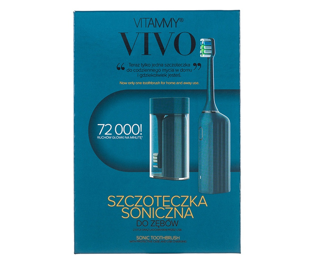 Periuta de dinti electrica VITAMMY Vivo, model premium, 72000 vibratii/min, 3 moduri de periaj, rezistenta la apa, Antracit