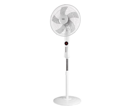 Ventilator cu picior 50W, 3 viteze, oscilatie 90 de grade, functie timer, alb, Teesa