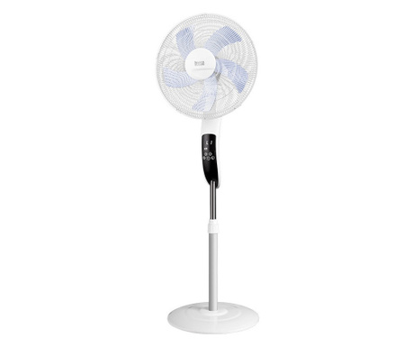 Ventilator cu picior 50W, 3 viteze, touchpad, functie timer, alb, Teesa
