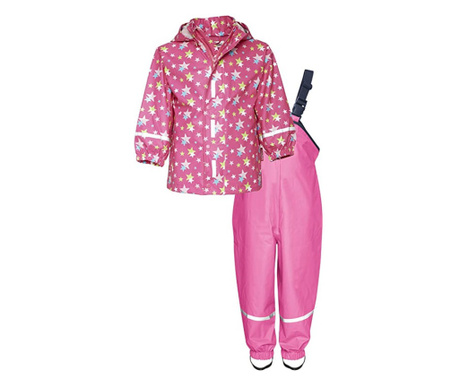 Gyerek esőruha szett, Playshoes, csillagok, rózsaszín, 98 CM 98 cm