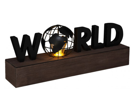 Lampa World, lemn, metal, 38x10xH15.5 cm