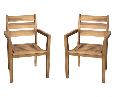 RAKI Set 2 scaune din lemn de tec cu finisaj natural 58x54,5xh90cm
