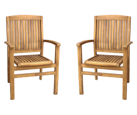 RAKI Set 2 scaune din lemn de tec cu finisaj natural 57x60xh90cm