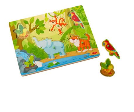 Puzzle din lemn cu sunete Haba Jungla, 24 luni+