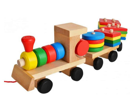 Trenulet din lemn cu sortator forme geometrice