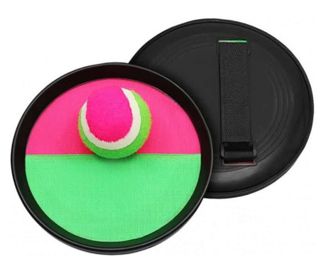 Catch the Ball - set 2 palete cu velcro si minge, in 2 culori, roz/verde