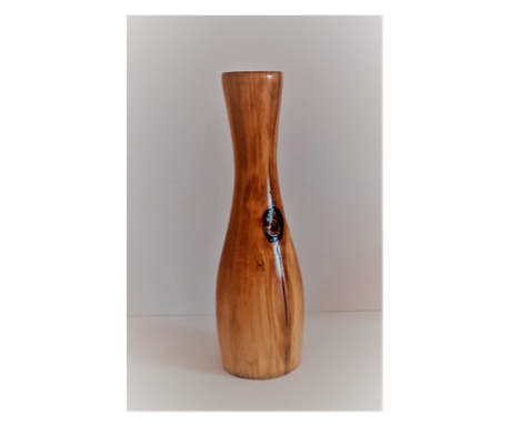 Vaza decorativa din lemn culoare natur cu desene naturale ale lemnului.
