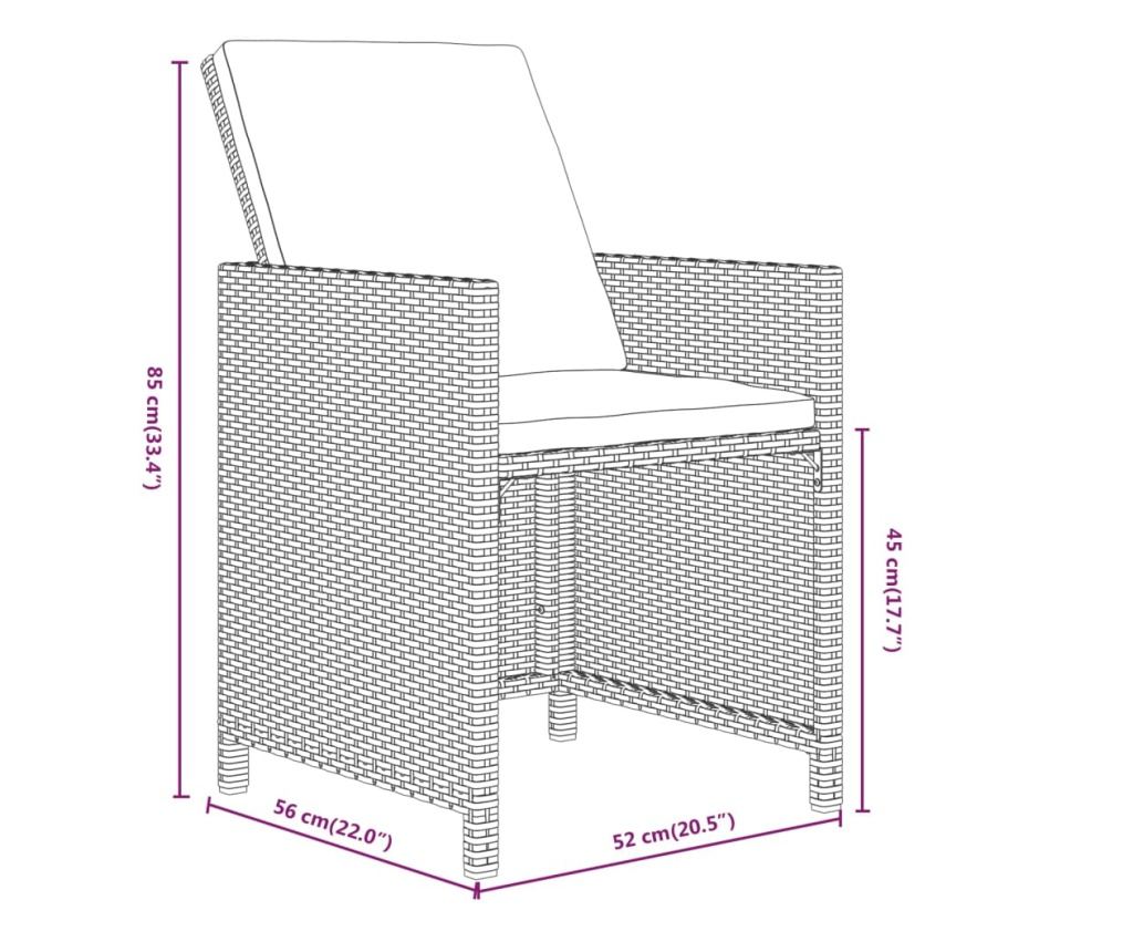 Градински комплект с възглавници 11 части полиратан черен - 14
