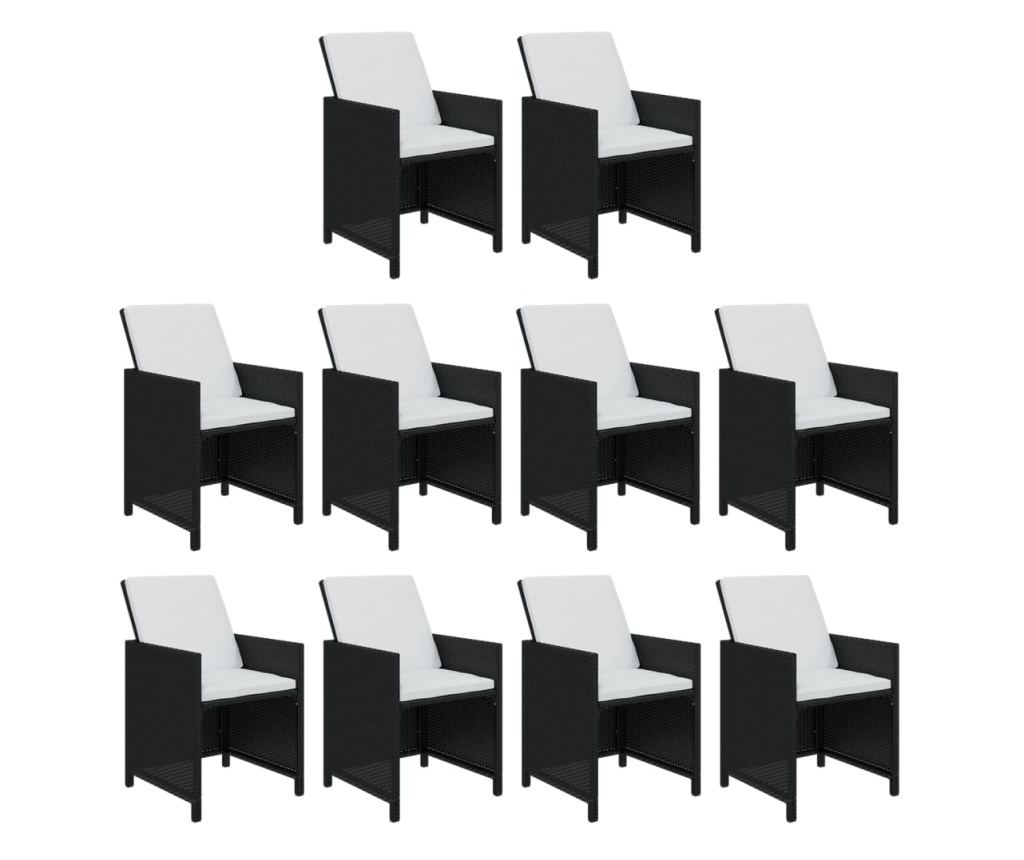 Градински комплект с възглавници 11 части полиратан черен - 7