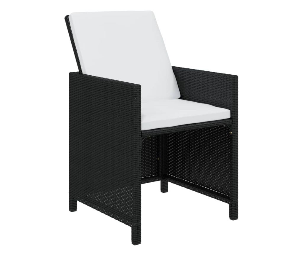 Градински комплект с възглавници 11 части полиратан черен - 9