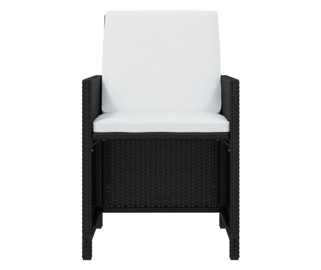 Градински комплект с възглавници 11 части полиратан черен - 10