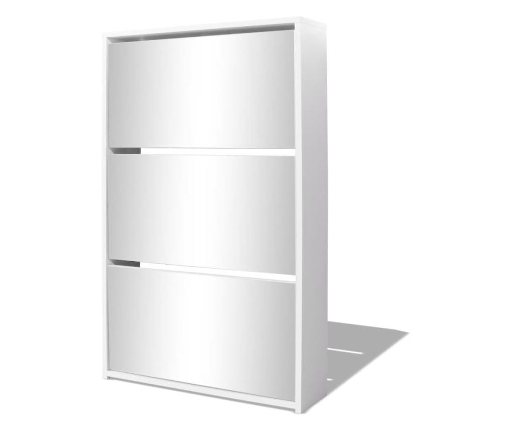 Pantofar cu oglindă și 3 niveluri, alb, 63 x 17 x 102,5 cm - 2