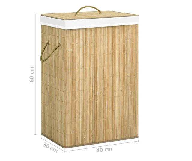 Bambusowy kosz na pranie, 72 L