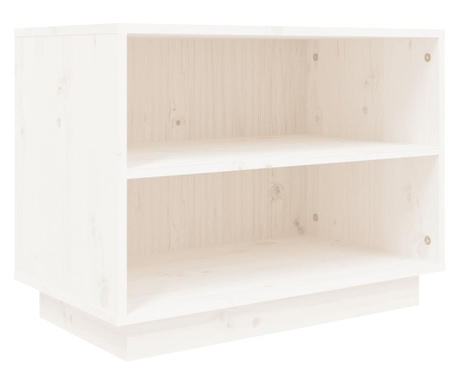 Шкаф за обувки, бял, 60x34x45 см, бор масив
