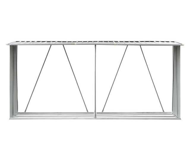 VidaXL Vrtna ostava za drva od pocinčanog čelika 330x84x152 cm siva
