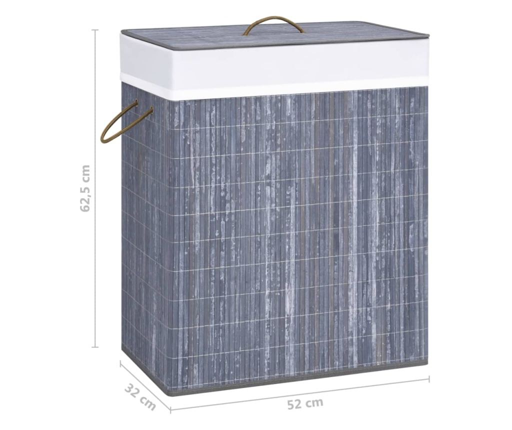 Košara za rublje od bambusa siva 100 L - 14