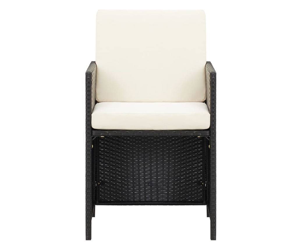 Градински комплект с възглавници 21 части полиратан черен - 10