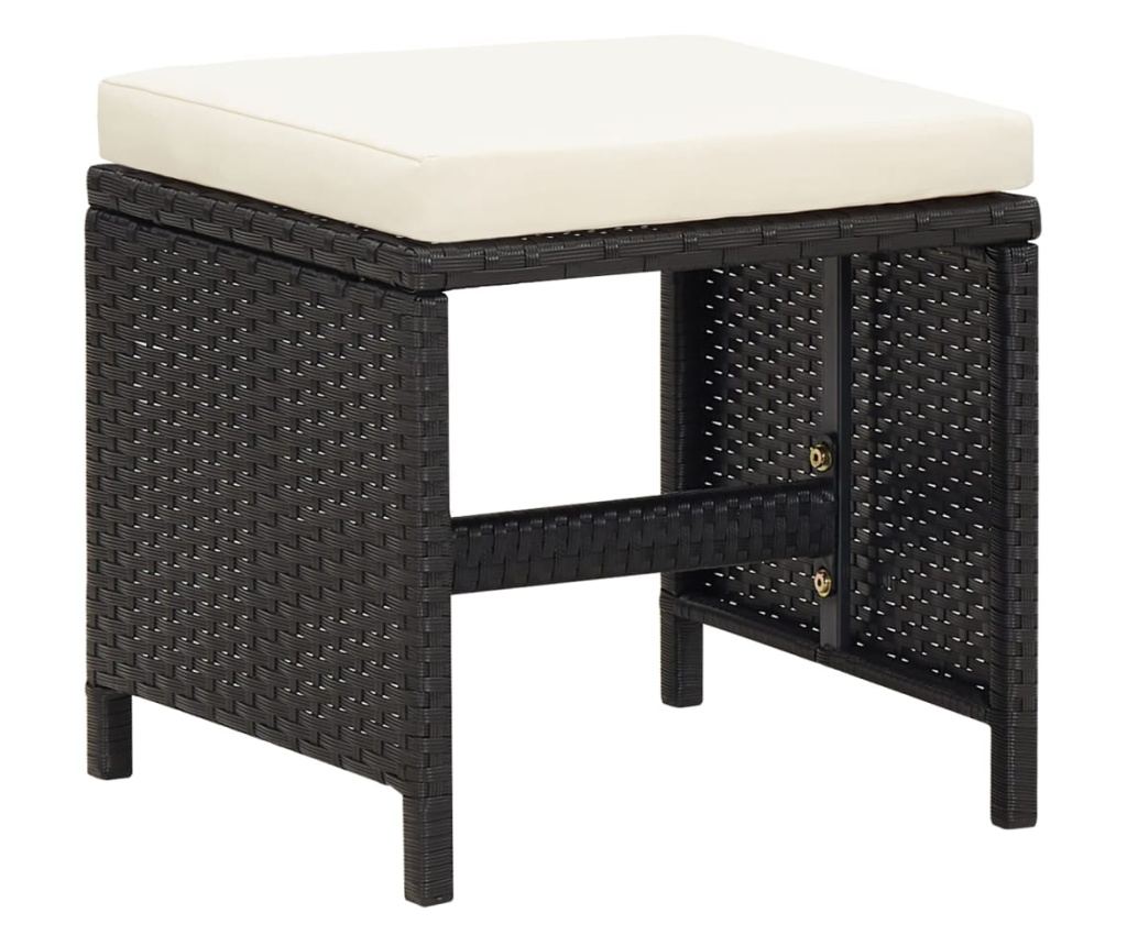 Градински комплект с възглавници 21 части полиратан черен - 12