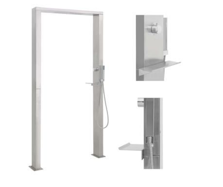 Градински душ, неръждаема стомана, двойни струи