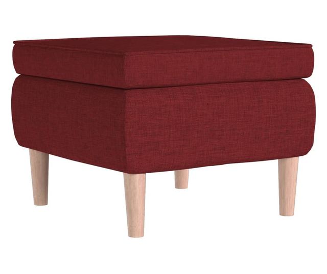 Табуретка с дървени крака, виненочервена, текстил