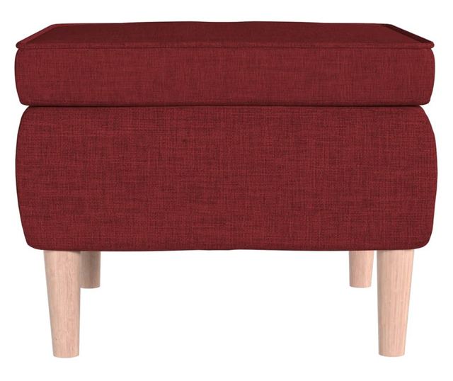 Табуретка с дървени крака, виненочервена, текстил