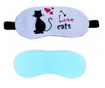 Masca pentru dormit sau calatorie, cu gel detasabil, Pufo Cat lover, 20 cm, alb