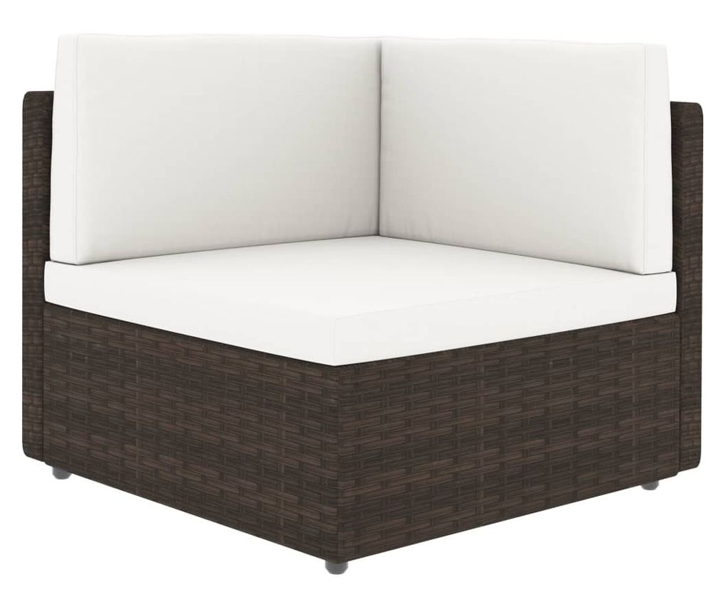 Градински комплект мебели, 7 части, кафяв, полиратан - 12